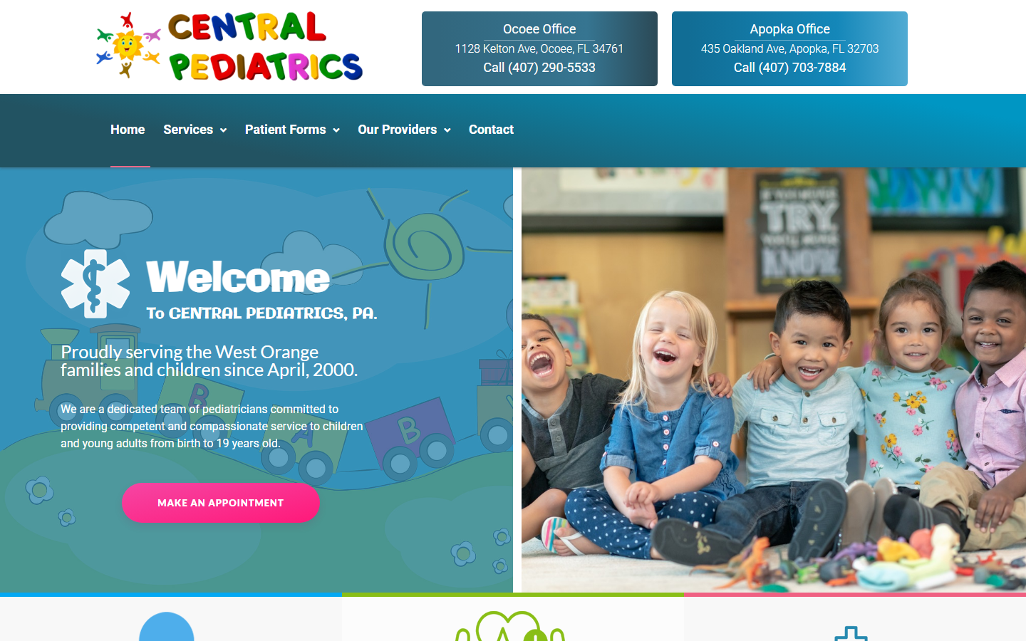centralpediatrics.com — website built by 7MDigital